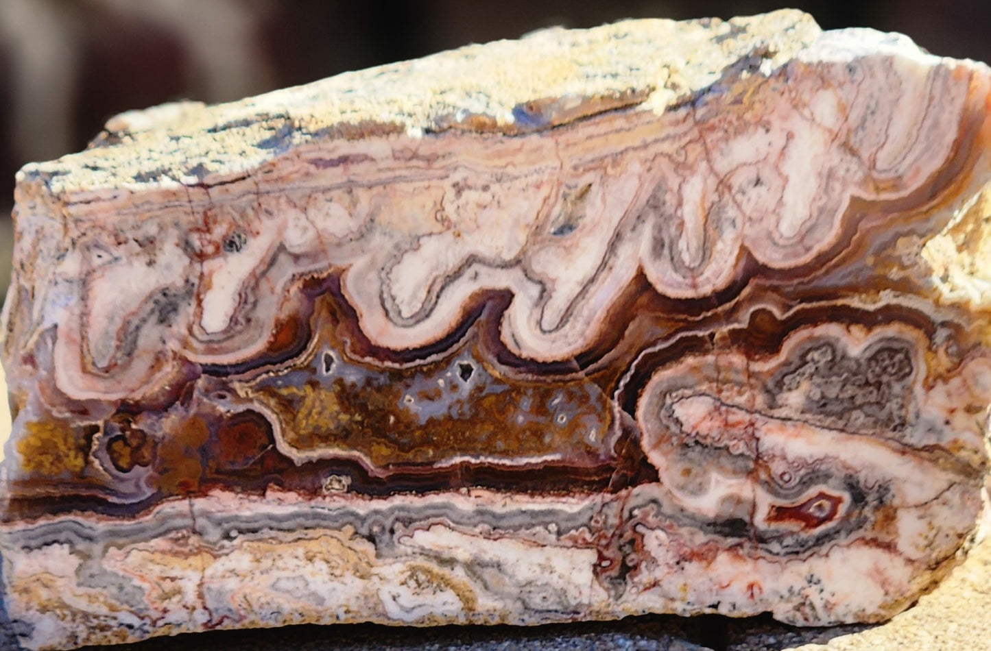 Polished Face Agate/Banded Onyx with Red/Green Moss