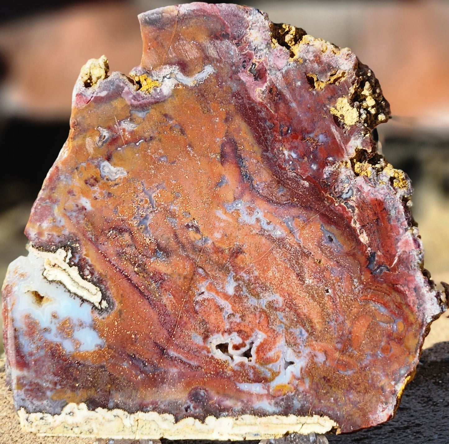 Losa de ágata musgosa roja/naranja de Rodeo Flats