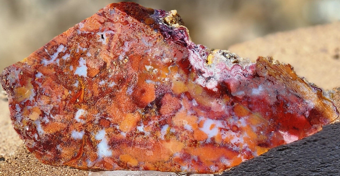 Rodeo Flats Red/Orange Moss Agate Slab (end piece)