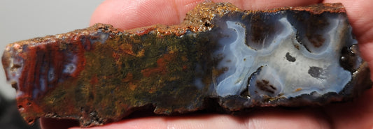 Rodeo Flats Blue Fortification with Red Plume/Green Moss Agate Slab