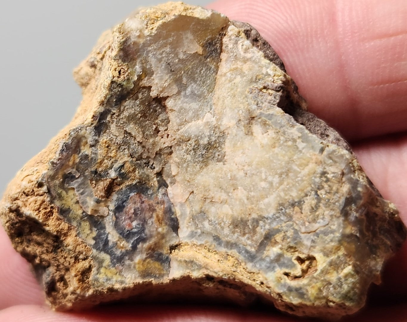 Rodeo Flats  Blue Fortification with Orange/Green Plume Agate Slab (End Piece)