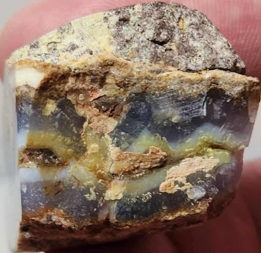 Polished Face Blue/White Fortification Agate