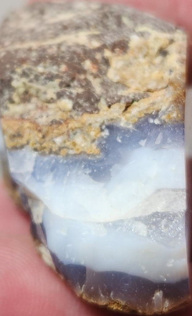 Polished Face Blue/White Fortification Agate