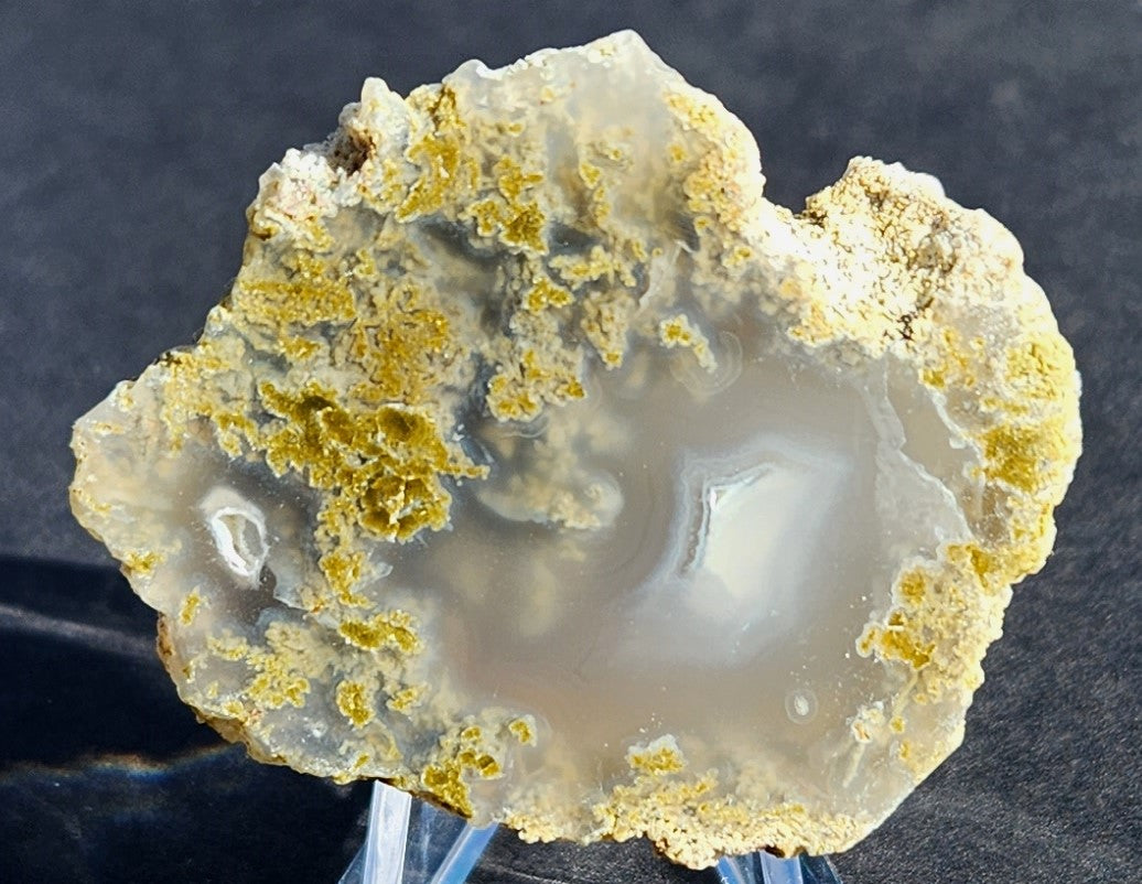 Polished Face Clear Agate Nodule with Green Moss